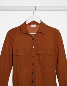 Рубашка в стиле милитари карамельного цвета Vila-Коричневый
