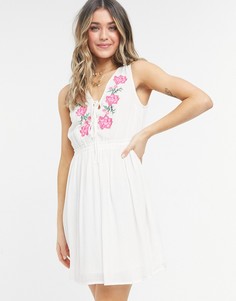 Белое пляжное платье с вышивкой Figleaves salma-Белый
