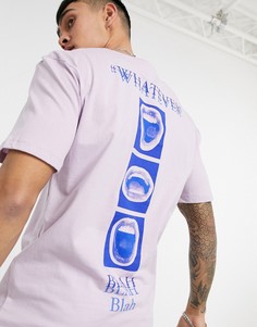 Сиреневая oversized-футболка с принтом на спине "Whatever" Jack & Jones Originals-Сиреневый