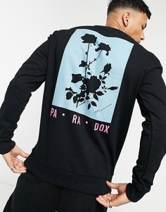 Черный свитшот свободного кроя с принтом paradox на спине Jack & Jones Premium-Черный цвет