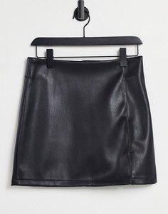 Черная юбка из искусственной кожи Miss Selfridge-Черный цвет