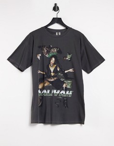 Темно-серая выбеленная футболка с принтом "Aaliyah" ASOS DESIGN-Черный цвет