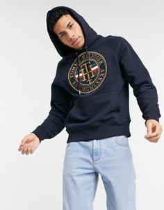 Худи темно-синего цвета с логотипом в круге Tommy Hilfiger-Темно-синий