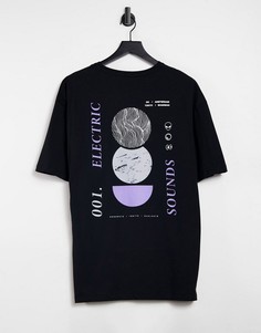 Черная oversized-футболка с принтом на спине Jack & Jones Originals-Черный цвет