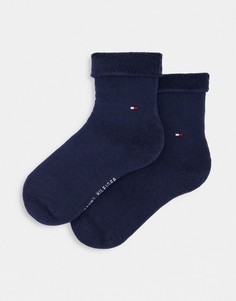 Темно-синие пушистые носки из вискозы с отворотами Tommy Hilfiger-Темно-синий