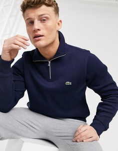 Темно-синий свитшот с короткой молнией Lacoste