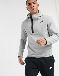 Флисовый худи серого цвета с короткой застежкой-молнией Nike Tech-Серый