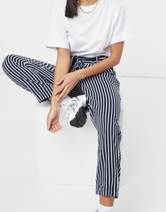 Брюки в полоску с поясом Monki-Многоцветный