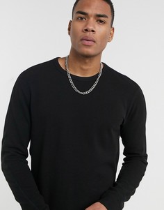 Черный легкий свитшот с круглым вырезом Bershka-Черный цвет
