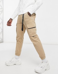 Бежевые брюки карго с цепочкой для ключей Bershka-Бежевый