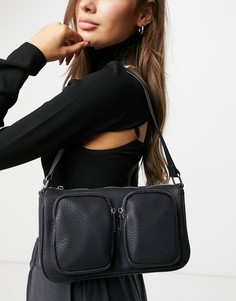 Черная сумка на плечо из фактурного полиуретана с карманами ASOS DESIGN-Многоцветный