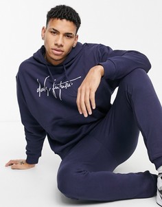 Темно-синий спортивный костюм с белым логотипом ASOS Dark Future