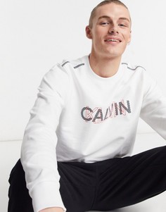 Белый свитшот с сетчатым логотипом Calvin Klein