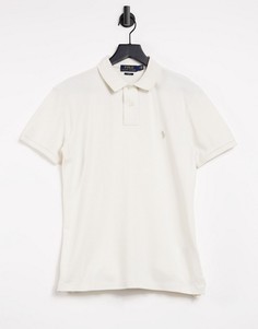 Кремовое поло узкого кроя из пике с логотипом игрока Polo Ralph Lauren-Кремовый