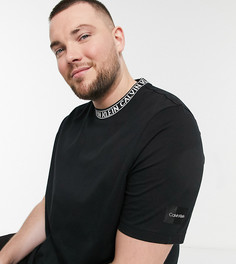Черная свободная футболка с логотипом на вороте Calvin Klein Big & Tall – эксклюзивно для ASOS-Черный цвет
