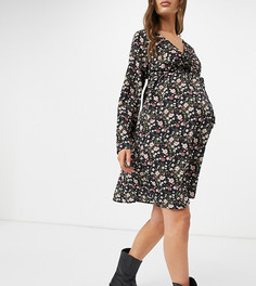 Платье мини в мелкий цветочек с запахом спереди Mamalicious Maternity-Многоцветный Mama.Licious
