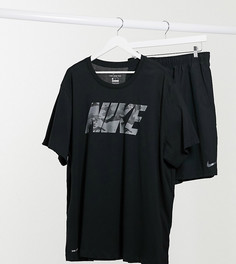 Черная футболка с камуфляжным логотипом Nike Training Plus-Черный