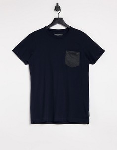 Темно-синяя футболка с контрастным карманом French Connection-Темно-синий