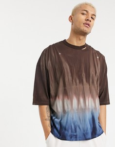 Футболка в стиле oversized с коричневым принтом тай-дай из органического хлопка ASOS DESIGN-Коричневый цвет