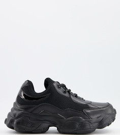 Черные кроссовки для широкой стопы на толстой подошве Public Desire Wide Fit Furious-Черный цвет