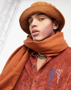 Вельветовая рубашка oversized в стиле 90-х с вышивкой на груди ASOS DESIGN-Красный