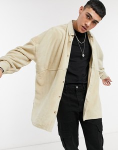 Светло-бежевая флисовая рубашка в стиле extreme oversized ASOS DESIGN-Бежевый