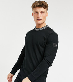 Черный лонгслив с логотипом на вороте Calvin Klein – эксклюзивно для ASOS-Черный цвет