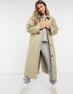 Светло-бежевый тренч бойфренда со стеганой подкладкой ASOS DESIGN
