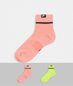 Набор из двух пар носков средней высоты лаймового и пыльно-оранжевого цвета Nike-Оранжевый цвет