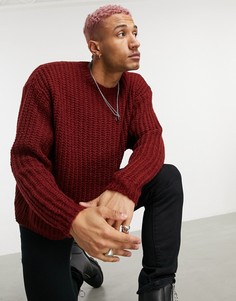 Красно-бурый фактурный джемпер в рубчик в стиле oversized ASOS DESIGN-Оранжевый цвет