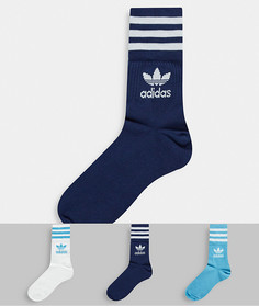 Набор из трех пар синих носков средней длины adidas Originals-Многоцветный