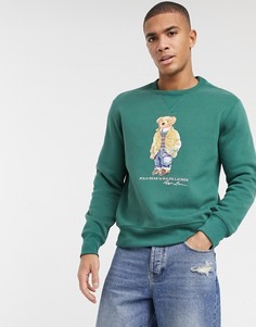 Свитшот из флиса выбеленного хвойно-зеленого цвета с принтом медведя Polo Ralph Lauren-Зеленый цвет
