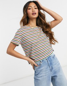 Укороченная футболка в полоску Monki-Многоцветный