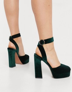 Зеленые туфли на высоком каблуке и платформе ASOS DESIGN Pecan-Зеленый цвет