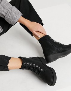 Черный байкерские ботинки на шнуровке New Look-Черный цвет