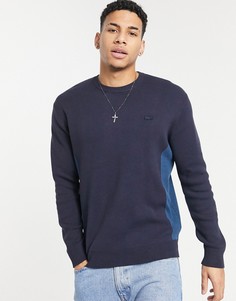 Вязаный свитер с контрастными вставками Lacoste-Темно-синий