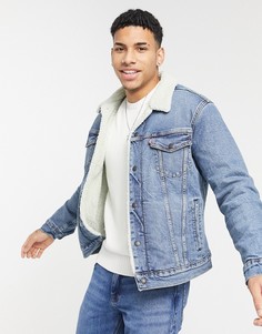 Синяя джинсовая куртка с подкладкой из искусственного меха Levis Youth Type 3-Голубой Levis®