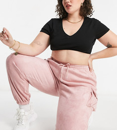 Нежно-розовые джоггеры карго с карманами Missguided Plus-Розовый цвет