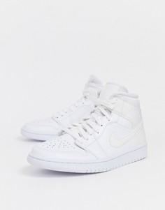 Белые кроссовки средней высоты Jordan 1-Белый