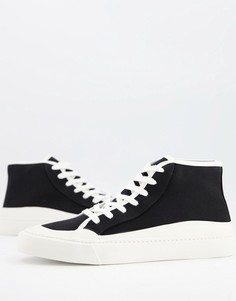 Черные кеды из искусственной замши на шнуровке ASOS DESIGN-Черный цвет