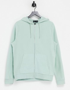 Зеленый худи на молнии из органического хлопка с флисовой изнанкой ASOS DESIGN-Зеленый цвет