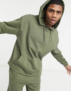 Спортивный костюм в стиле oversized цвета хаки из органического хлопка с худи и джоггерами ASOS DESIGN-Зеленый цвет
