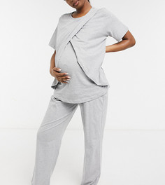Серые меланжевые пижамные брюки прямого кроя ASOS DESIGN Maternity Выбирай и Комбинируй-Серый