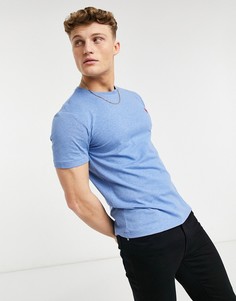 Бледно-голубая меланжевая футболка с фирменной эмблемой игрока Polo Ralph Lauren-Голубой