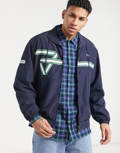 Спортивная куртка на молнии с принтом ленты Lacoste-Темно-синий