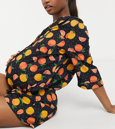 Пижамные шорты из 100% модала с принтом апельсинов ASOS DESIGN Maternity Выбирай и Комбинируй-Черный цвет
