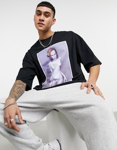 Черная футболка с принтом "Marilyn Manson" Bershka-Черный цвет