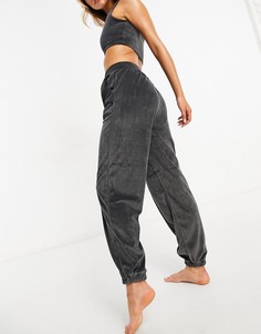 Велюровые комбинируемые oversized-джоггеры для дома с декоративными швами темно-серого цвета ASOS DESIGN-Серый