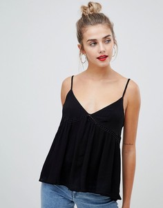 Топ на бретельках с кружевом ASOS DESIGN-Черный