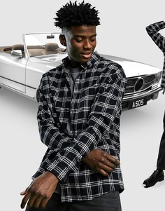 Фланелевая oversize-рубашка в клетку с начесом в стиле 90-х ASOS DESIGN-Черный цвет